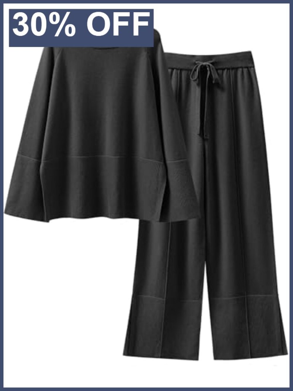 Oversized Knit Sweater Set Wide Leg Drawstring Lounge Pants Two Piece